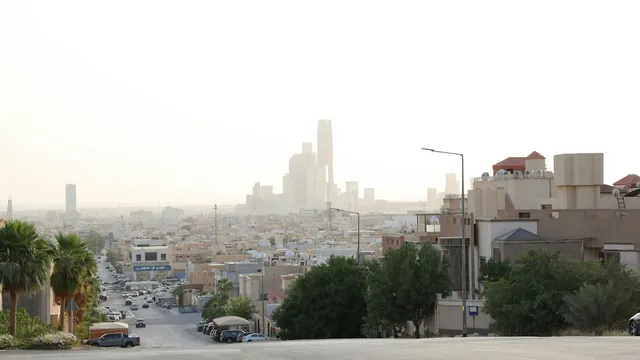 Riyadh city skyline with modern buildings and palm trees